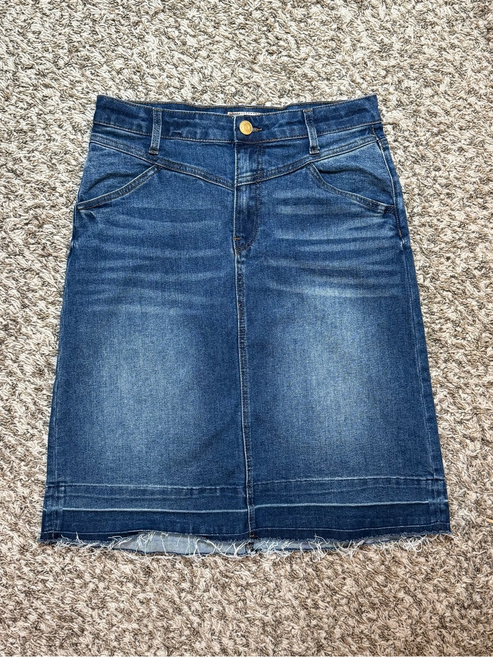 Kut from the Kloth Indigo Blue Denim Midi Pencil Skirt